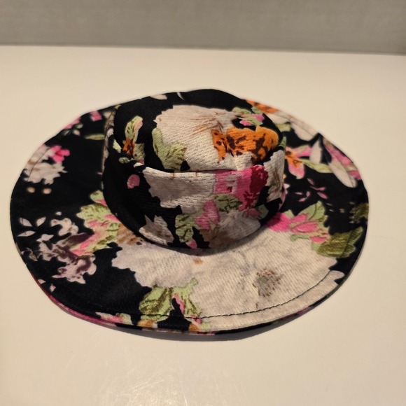 Other - 18" Doll Hat Fit American Girl Our Generation Black Floral Bucket Hat Wide Brim